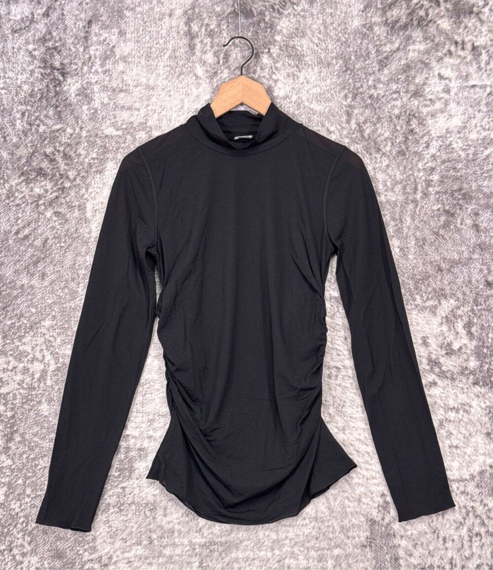 Aritzia Top Medium Womens Wilfred Maui Semi Sheer Long Sleeve Mock Neck